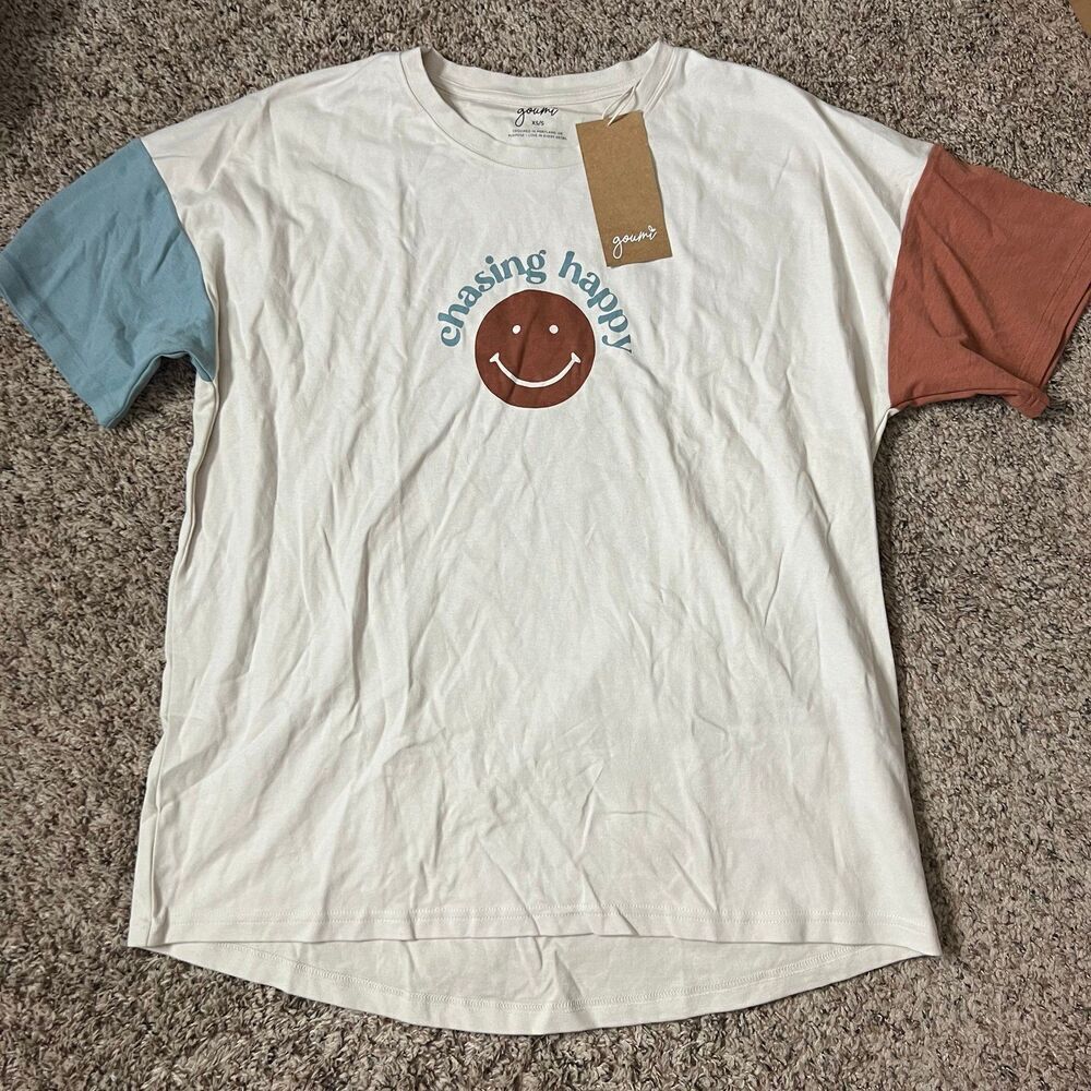 NWT Goumi Kids Chasing Happy Parent Tee SZ XS / S Oversized Unisex Short Sleeve